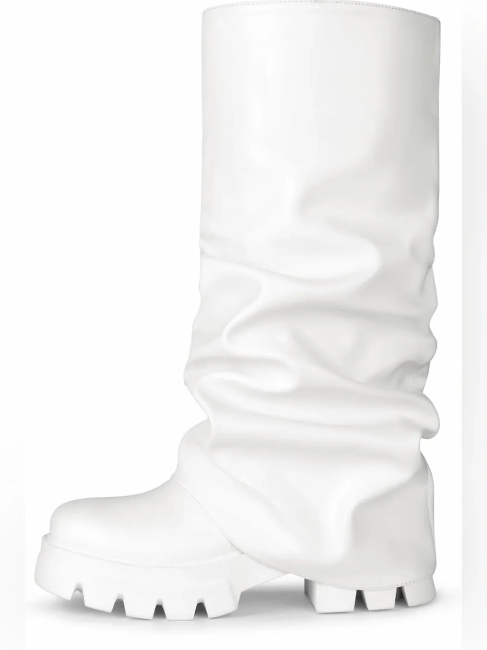 Platform Fold Over Slouch Knee High Boots